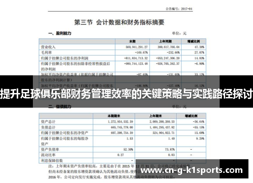 提升足球俱乐部财务管理效率的关键策略与实践路径探讨